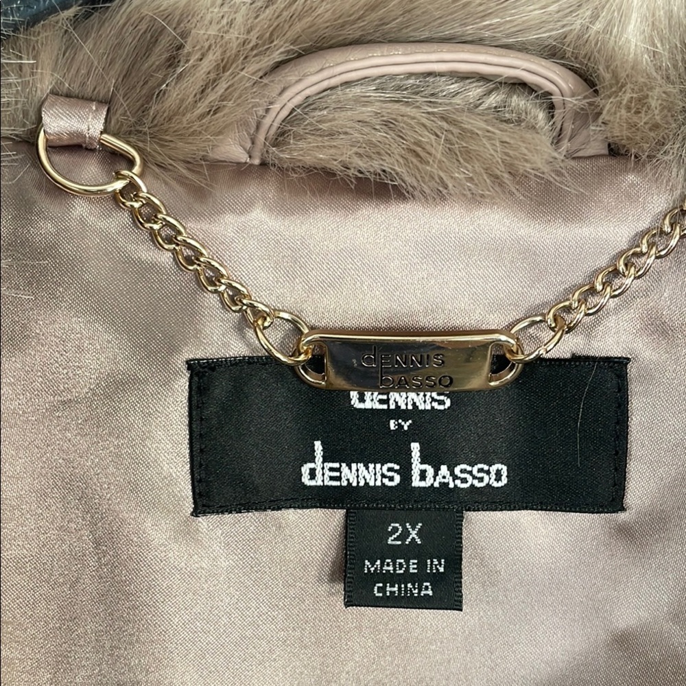 NWOT Dennis by Dennis Basso Plus Size Taupe Faux Leather/Fur Vest Sz 2X - Picture 3 of 11